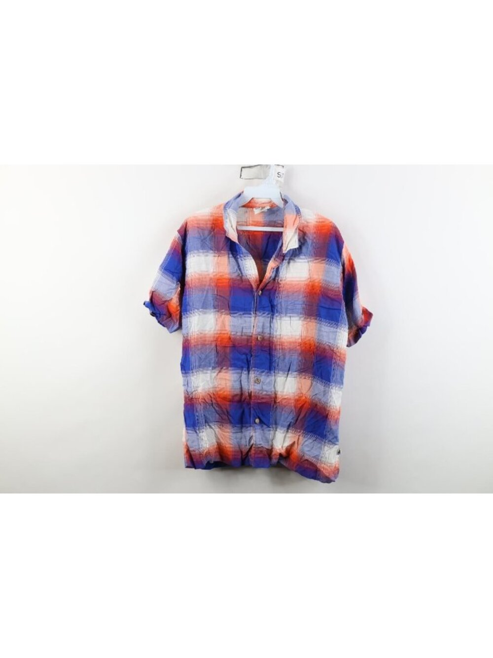 Vintage 80s 90s Hobie Surfing Mens Medium Rayon Gabardine Button Shirt Plaid USA